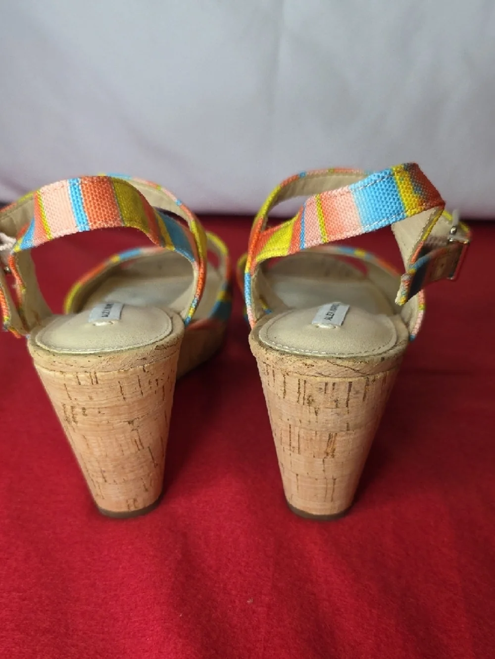 Alex Marie Claramir‎ Rainbow Striped Cork Wedge Sandals - 7M